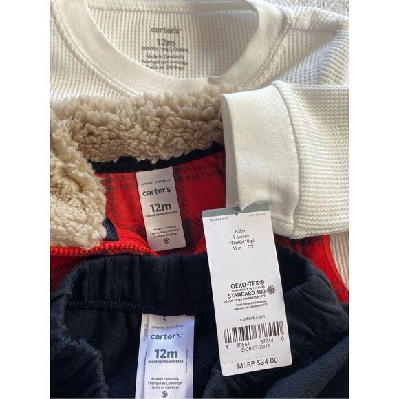 CARTER’S BOYS 12M PLAID 3-PIECE VEST SET - Picture 5 of 9